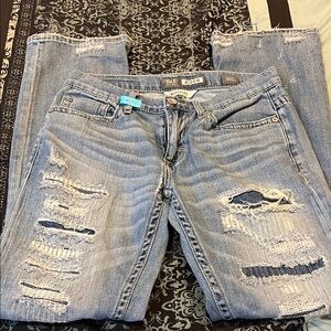 BKE Light Blue Distressed Bootcut Jeans